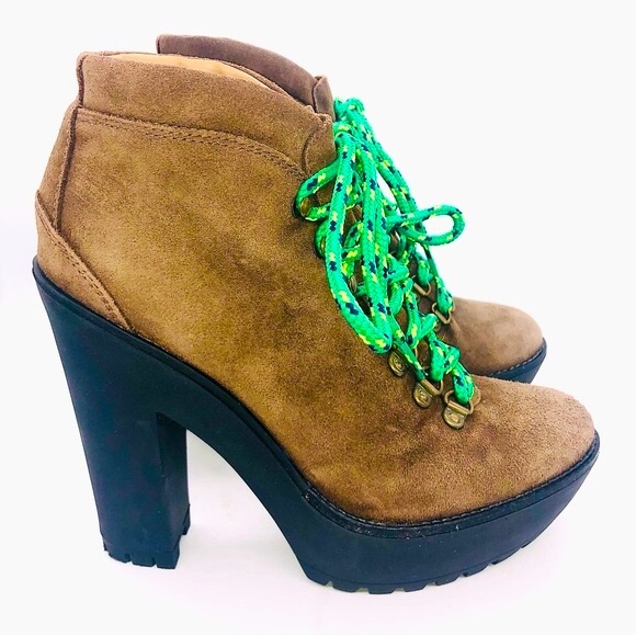 Polo Ralph Lauren Helene Oiled Suede Platform Hiking Boots EU 38 / US 8 EUC - Picture 7 of 11